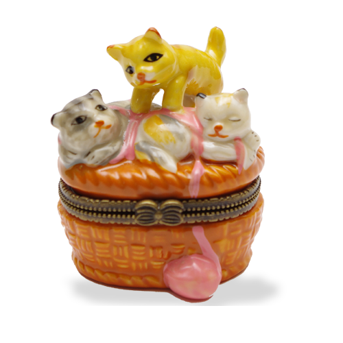 Mini Hinged Porcelain Box - Kitty