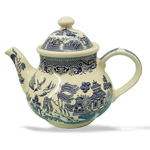 Ceramic, Blue Willow Teapote,  6 Cup